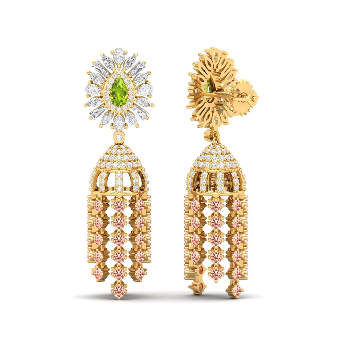 Maurya Dossal Chandelier Earrings with Peridot and Diamonds