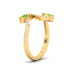 Maurya Pave-Set Diamond and Peridot Twisted Purl Ring