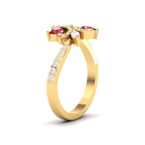 Maurya Ters Pear Shape Ruby Ring with Accent Diamonds