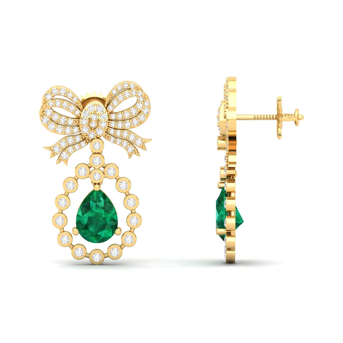 Maurya Spangle Emerald Drop Earrings with Diamonds