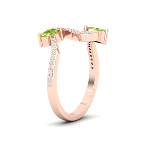 Maurya Pave-Set Diamond and Peridot Twisted Purl Ring