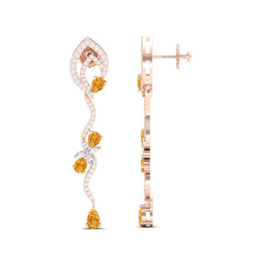 Maurya Ivy Drop Earrings with Citrine and Diamonds