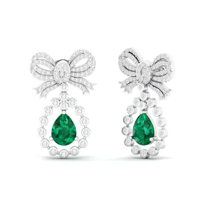 Maurya Spangle Emerald Drop Earrings with Diamonds