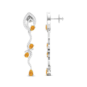 Maurya Ivy Drop Earrings with Citrine and Diamonds