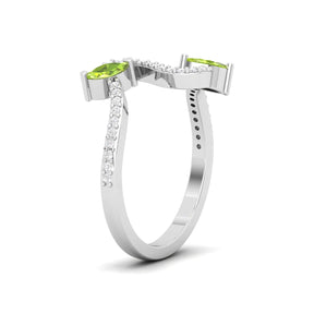 Maurya Pave-Set Diamond and Peridot Twisted Purl Ring