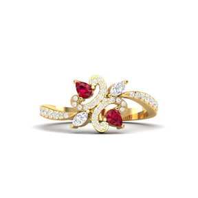 Maurya Ters Pear Shape Ruby Ring with Accent Diamonds