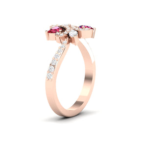 Maurya Ters Pear Shape Ruby Ring with Accent Diamonds