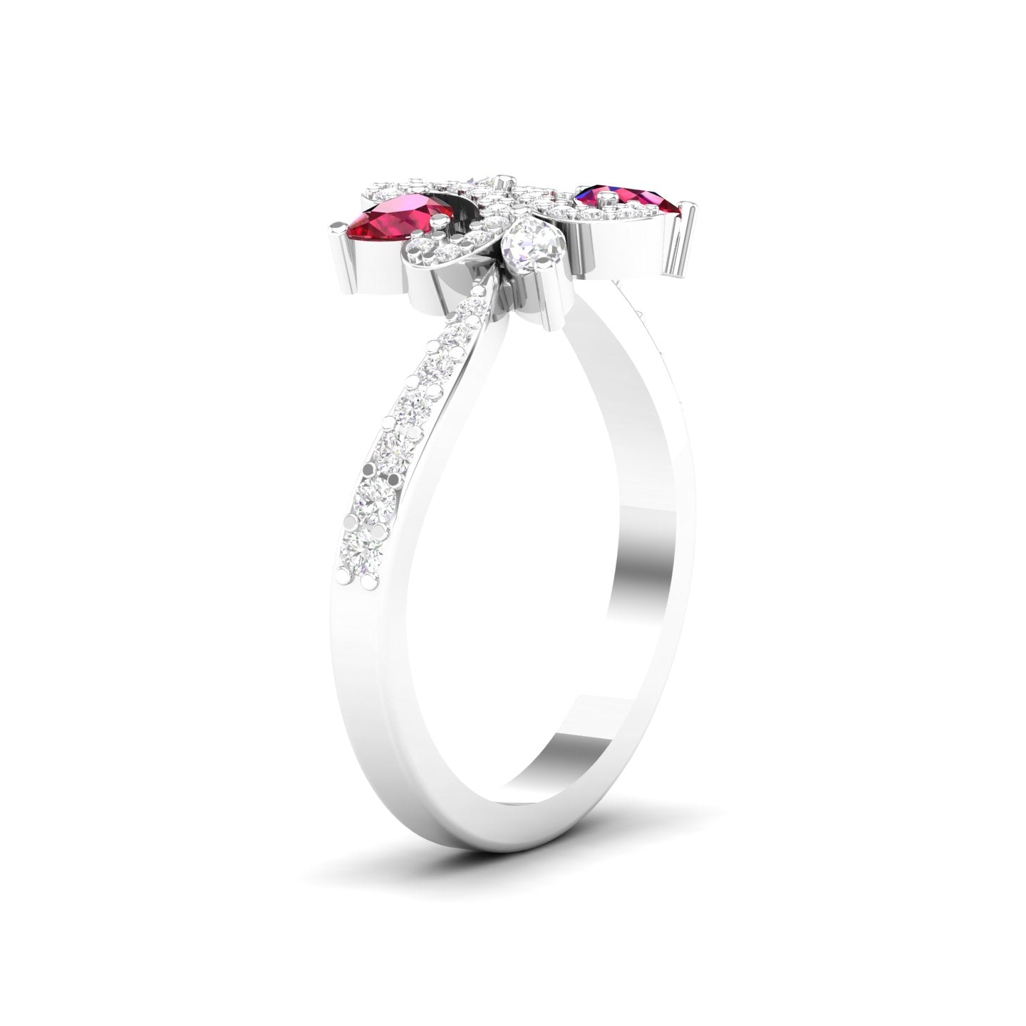 Maurya Ters Pear Shape Ruby Ring with Accent Diamonds