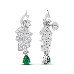Maurya Leap Drop Earrings with Emerald and Diamonds