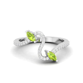 Maurya Pave-Set Diamond and Peridot Twisted Purl Ring