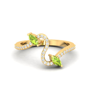 Maurya Pave-Set Diamond and Peridot Twisted Purl Ring