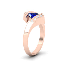 Maurya Square Blue Sapphire Supernova Bypass Engagement Ring