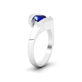 Maurya Square Blue Sapphire Supernova Bypass Engagement Ring