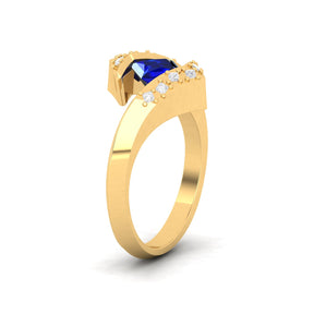 Maurya Square Blue Sapphire Supernova Bypass Engagement Ring