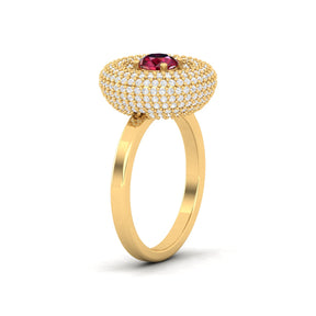 Maurya Ruby Winter Apple Promise Ring with Micro Pave Set Diamonds