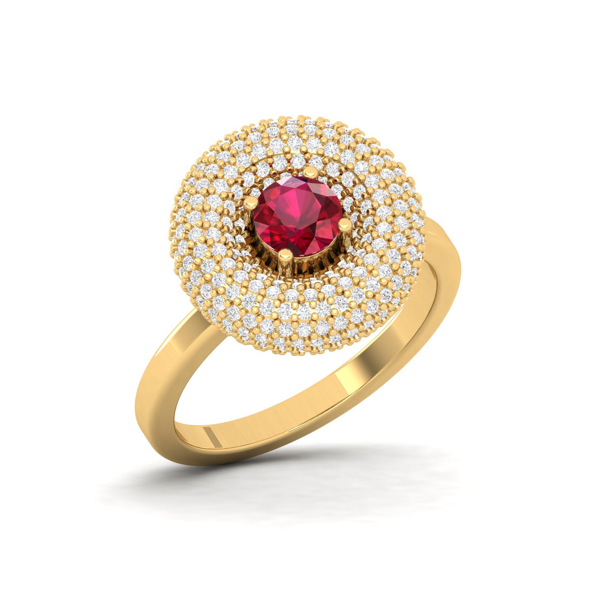 Maurya Ruby Winter Apple Promise Ring with Micro Pave Set Diamonds