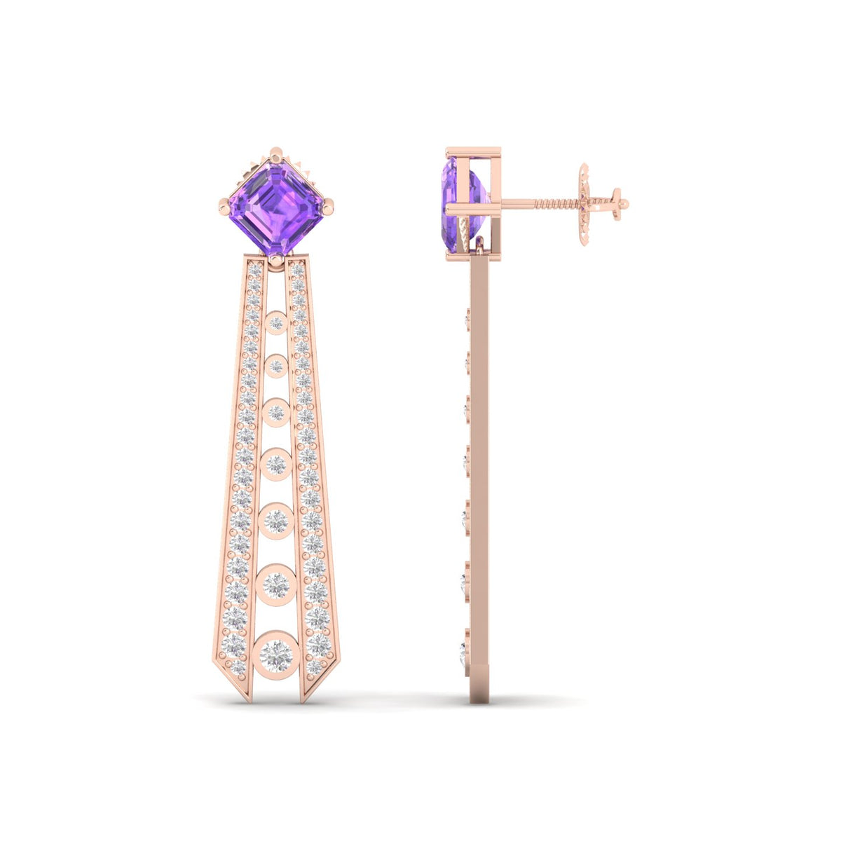 Maurya Amethyst Ginga Fashion Earrings with Diamonds