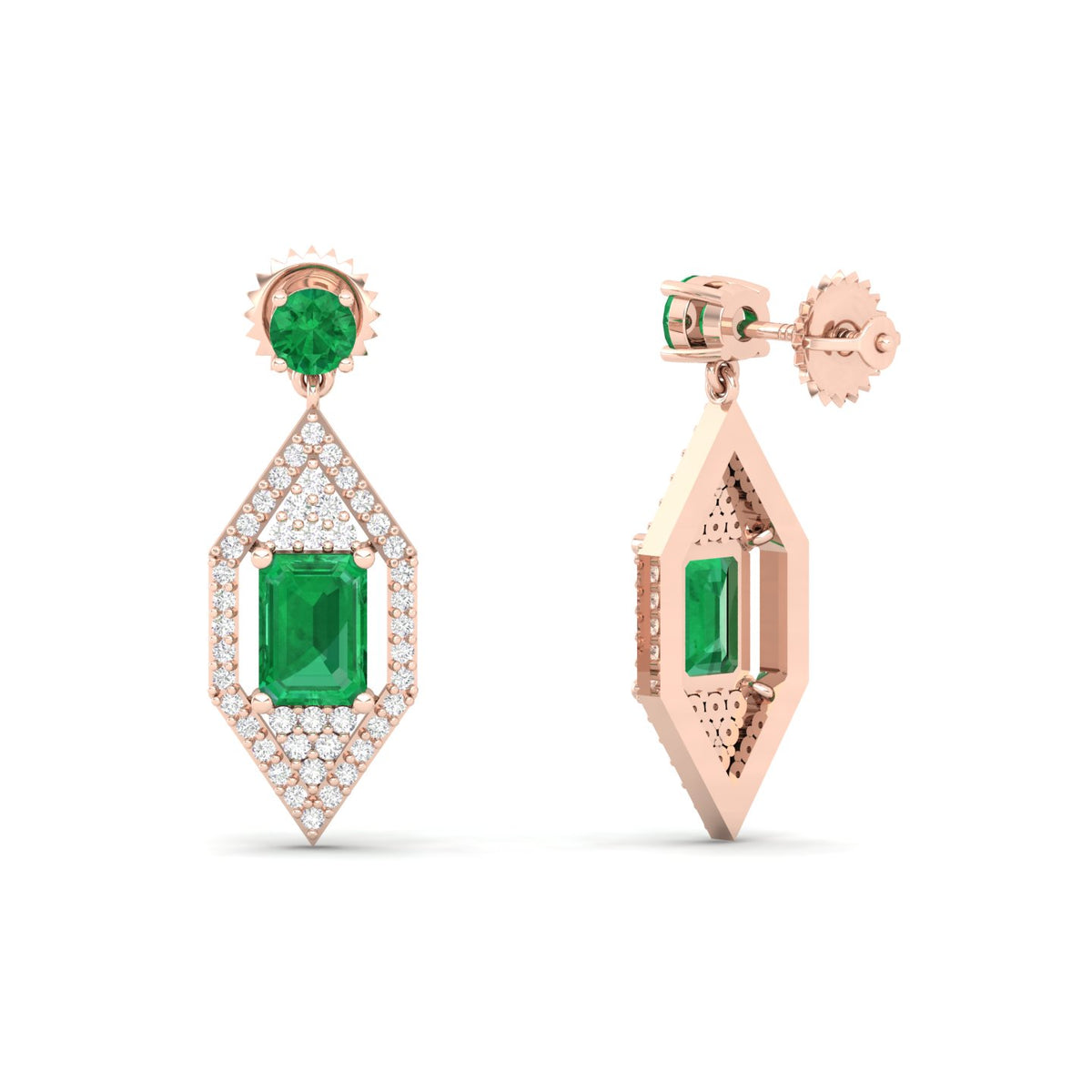 Maurya Emeralds Hermosa Dangle Earrings with Diamonds