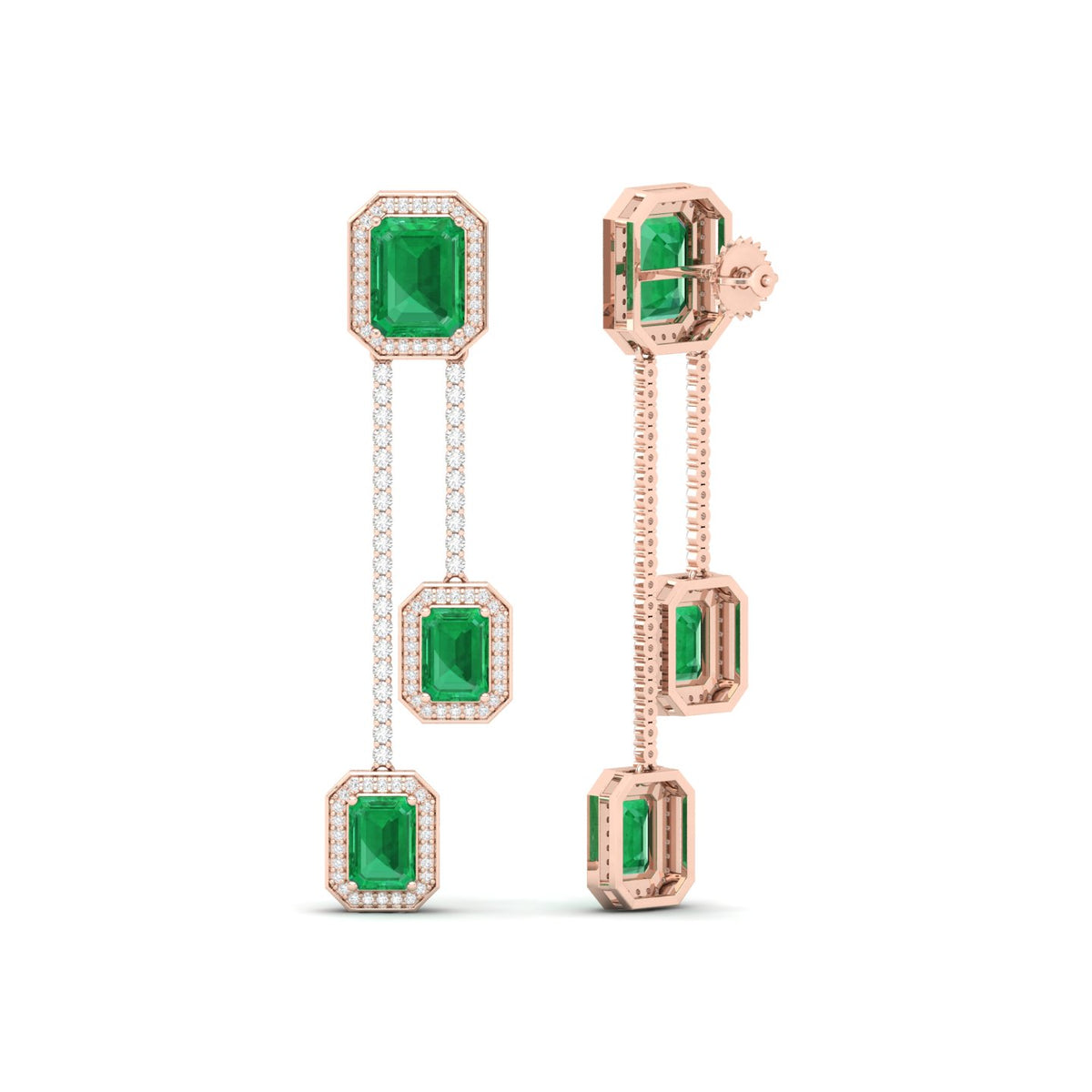 Maurya Dives Emerald Dangle Earrings with Diamonds