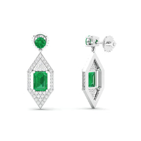 Maurya Emeralds Hermosa Dangle Earrings with Diamonds