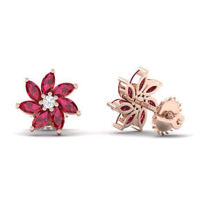 Maurya Frost Fire Ruby Stud Earrings with Diamond