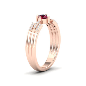 Maurya Center of Gravity Solitaire Ruby Promise Ring with Diamond Accents
