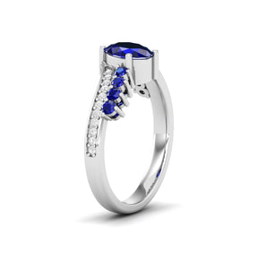 Maurya Solitaire Oval Blue Sapphire Color Splash Engagement Ring