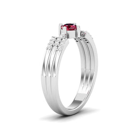Maurya Center of Gravity Solitaire Ruby Promise Ring with Diamond Accents