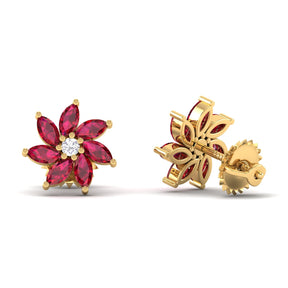 Maurya Frost Fire Ruby Stud Earrings with Diamond