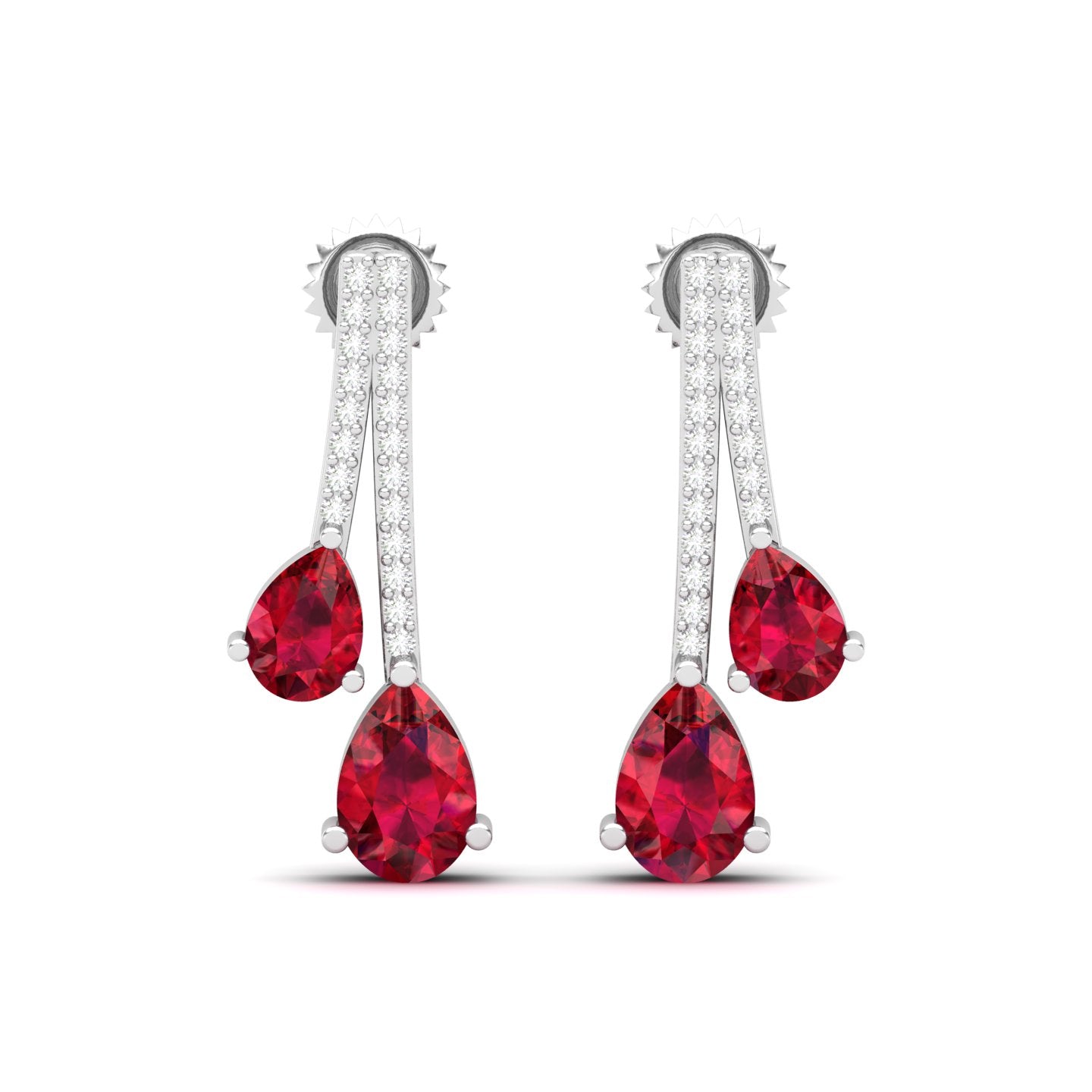 Modern Ruby Red Drop Earrings  Stooshi