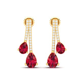 Maurya Hanging Berries Ruby Drop Earrings with Diamonds