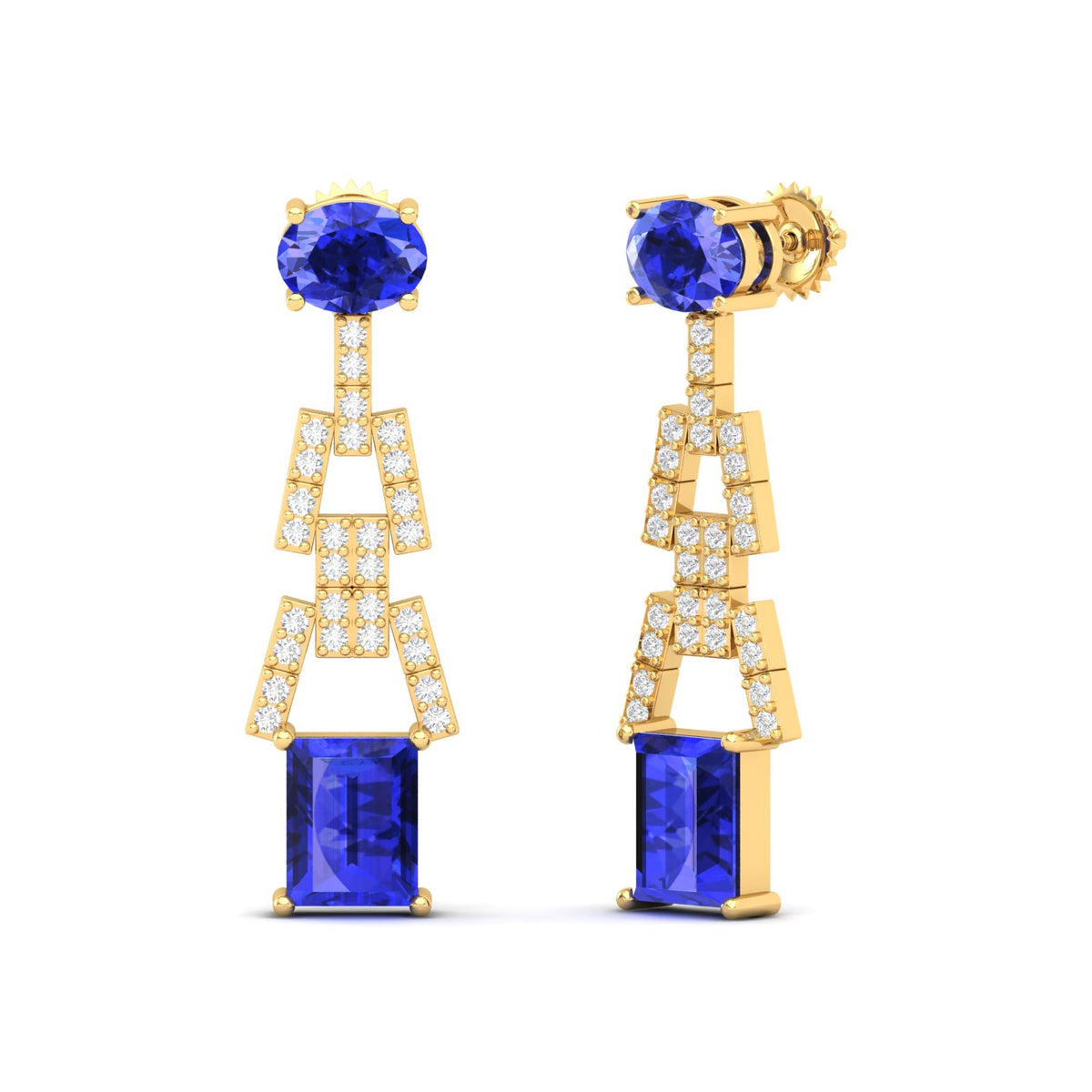 Maurya Tanzanite Art Effect Fashion Earrings with Diamonds