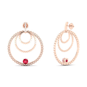 Maurya Circles Dangle Earrings with Ruby and Diamonds