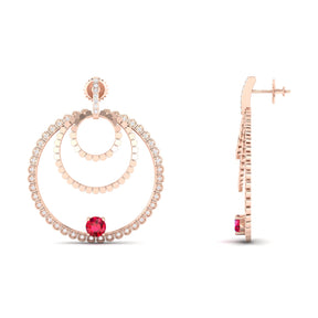 Maurya Circles Dangle Earrings with Ruby and Diamonds