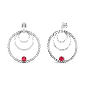 Maurya Circles Dangle Earrings with Ruby and Diamonds