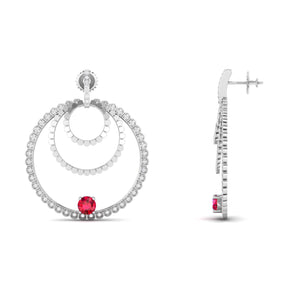 Maurya Circles Dangle Earrings with Ruby and Diamonds