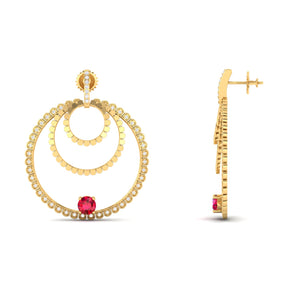 Maurya Circles Dangle Earrings with Ruby and Diamonds