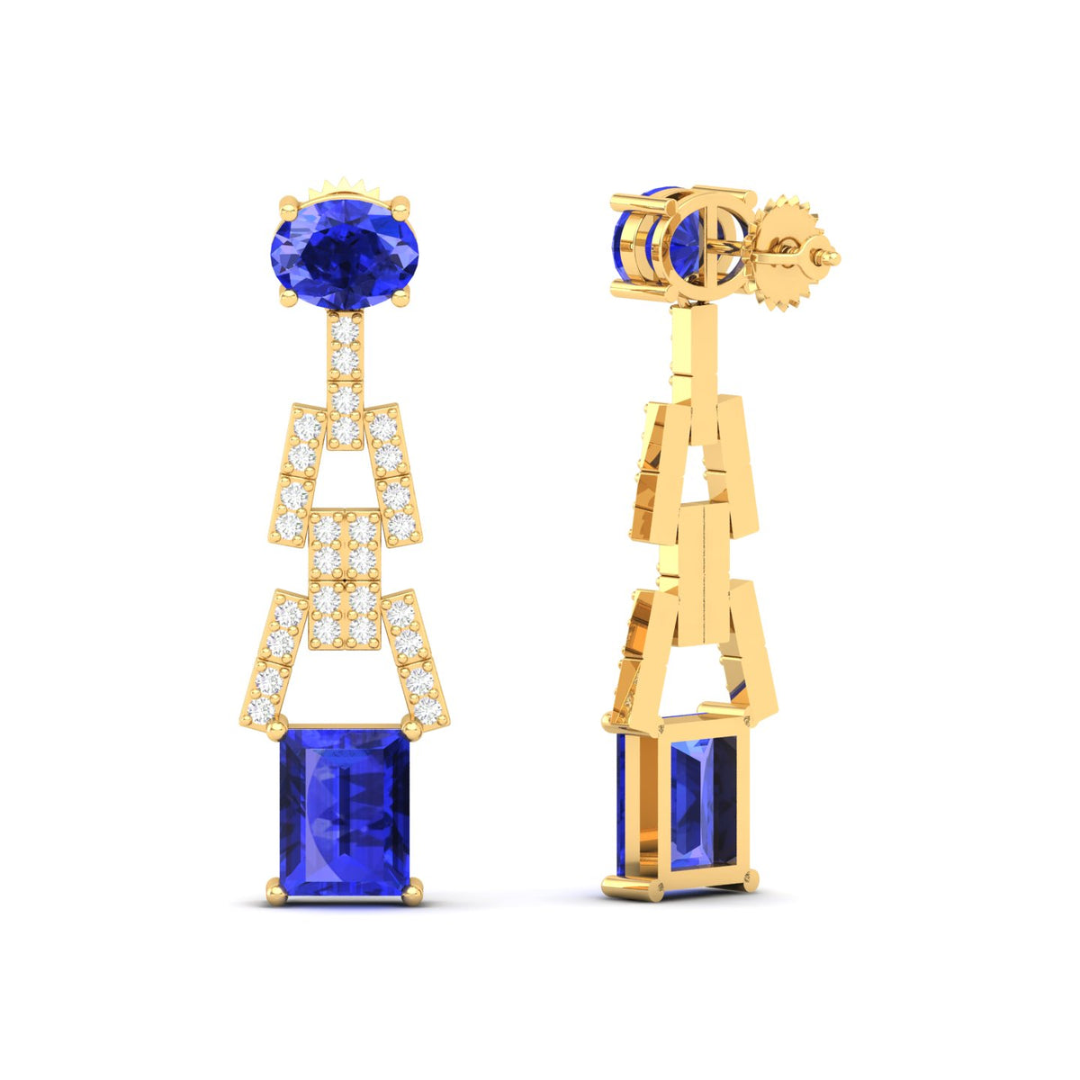 Maurya Tanzanite Art Effect Fashion Earrings with Diamonds