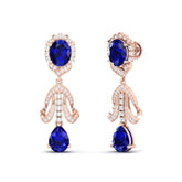 Maurya Utsokt Blue Sapphire Drop Earrings with Diamonds