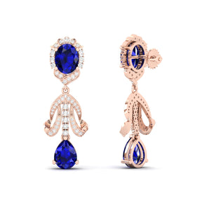 Maurya Utsokt Blue Sapphire Drop Earrings with Diamonds