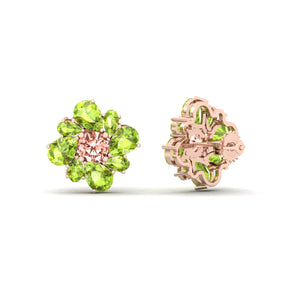 Maurya Color Strokes Peridot Stud Earrings with Morganite