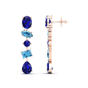 Maurya Crystals Drop Earrings with Sapphire and Topaz