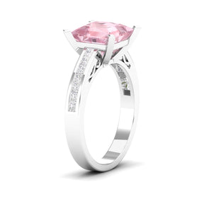 Maurya Prong Set Morganite and Channel-Set Diamond Simplicity Engagement Ring