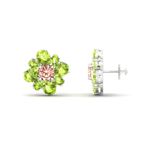 Maurya Color Strokes Peridot Stud Earrings with Morganite