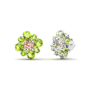 Maurya Color Strokes Peridot Stud Earrings with Morganite