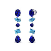 Maurya Crystals Drop Earrings with Sapphire and Topaz