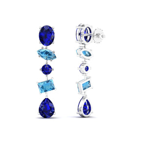 Maurya Crystals Drop Earrings with Sapphire and Topaz