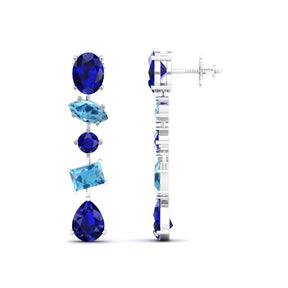 Maurya Crystals Drop Earrings with Sapphire and Topaz