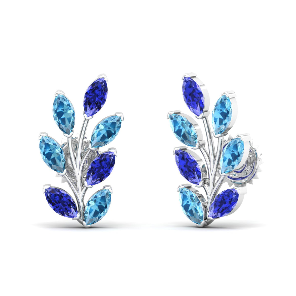 Maurya Frozen Life Tanzanite Push Back Earrings with Topaz