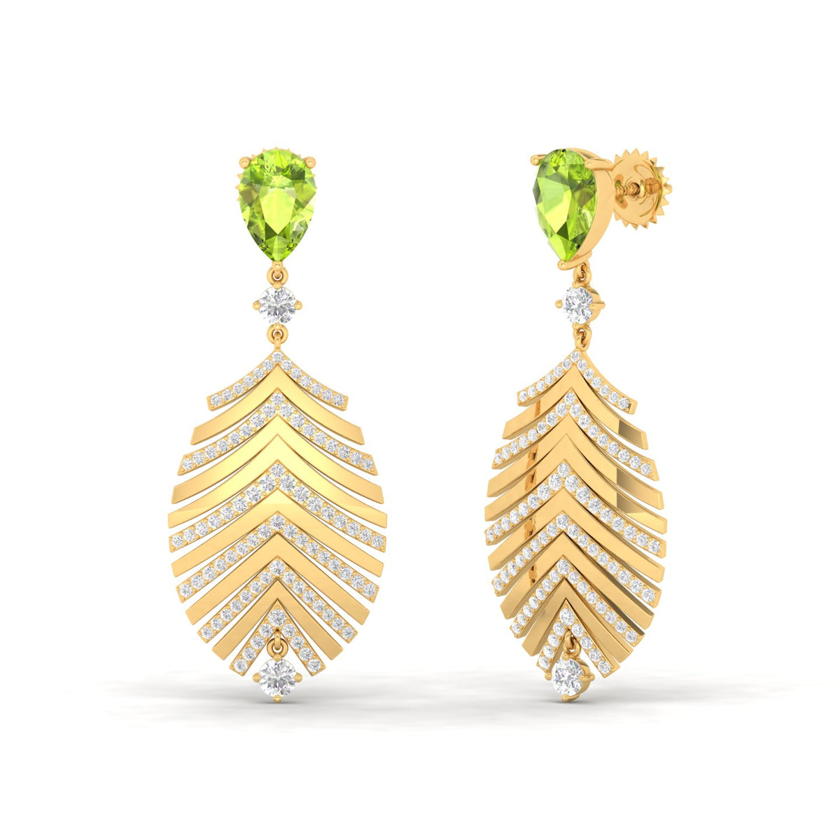 Maurya Palm Beach Dangle Earrings with Peridot and Diamonds